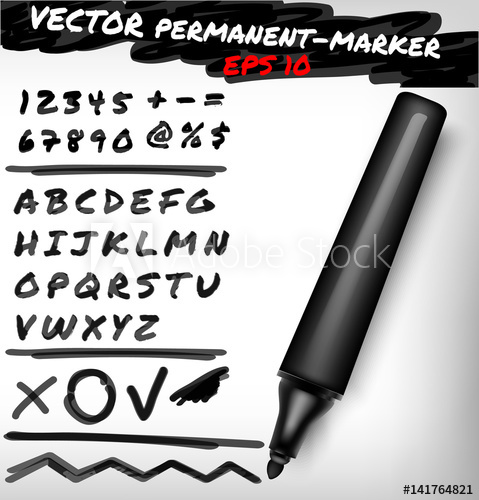 Black Color Open Permanent Marker Pen, Handwritten Digits Set 479x500 Black Color Open Permanent Marker Pen, Handwritten Digits Set