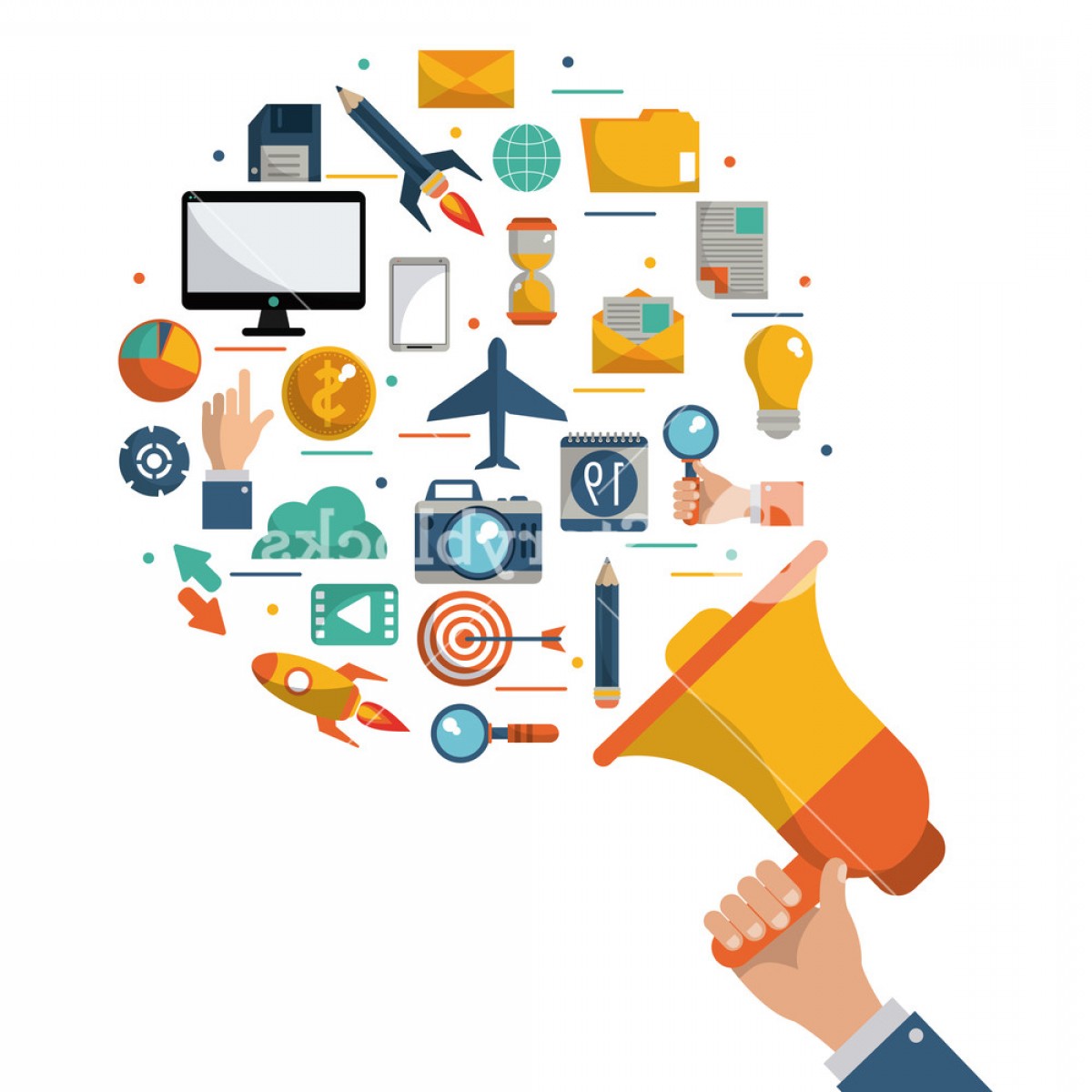 1200x1200 Hand Holding Megaphone Advert Commercial Marketing Vector