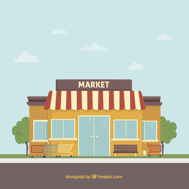 626x626 Market Building Vector Premium Download