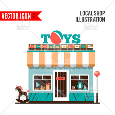 400x400 Toy Shop Icon Cartoon Flat Market Vector Image Of Architecture