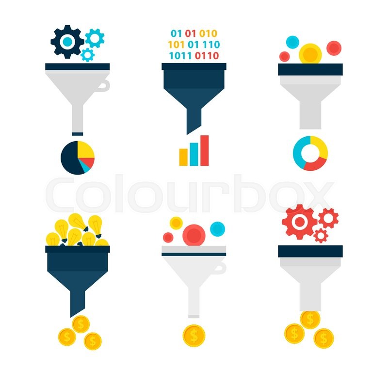 800x800 Business Sales Funnel Objects Set Stock Vector Colourbox