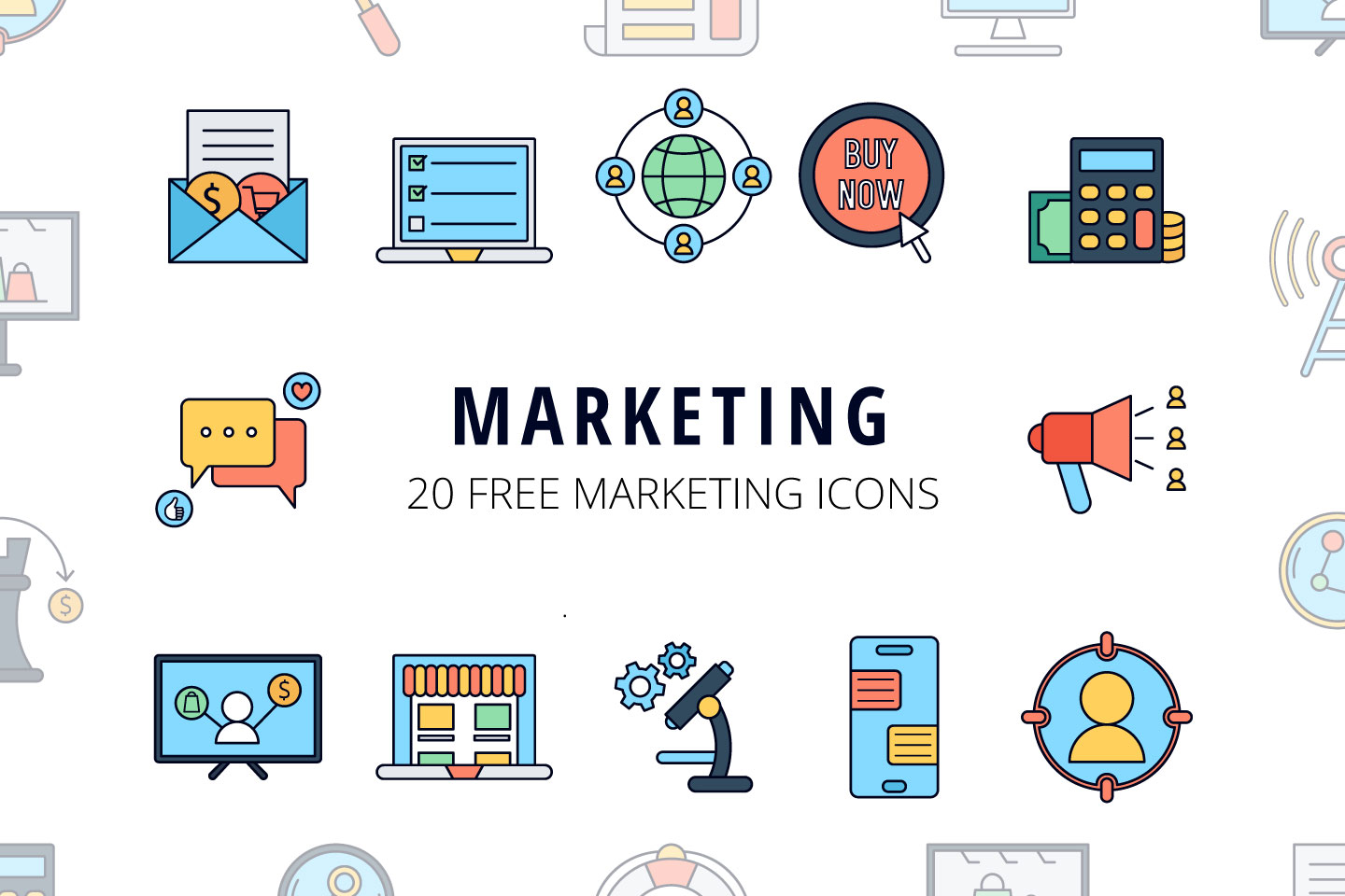 1440x960 Marketing Vector Free Icon Set