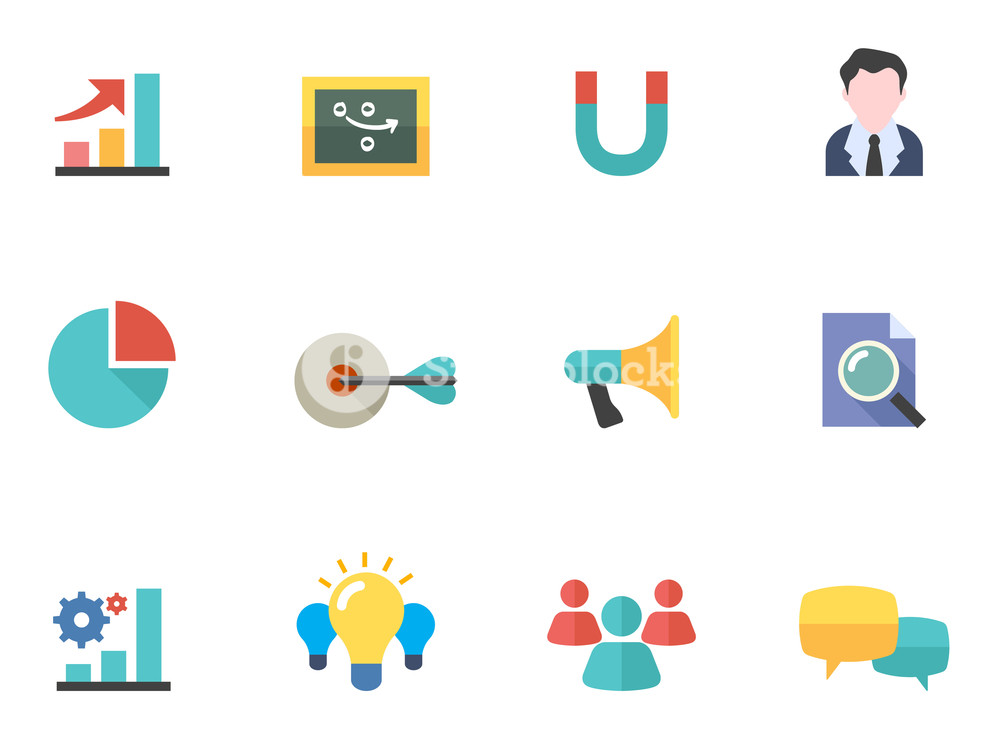 1000x746 Marketing Icon Series In Flat Color Style Vector Illustration