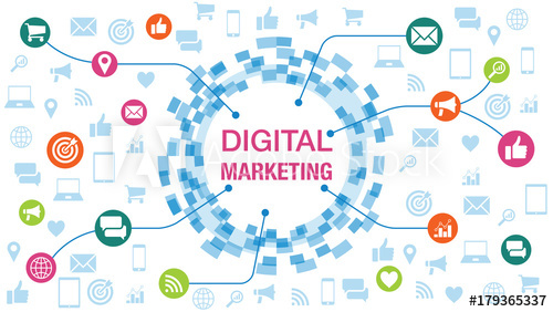 500x282 Digital Marketing Vector Illustration Concept, Icons, Analytics