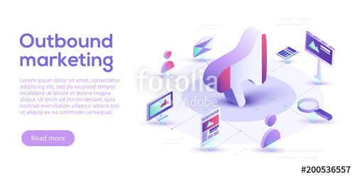 500x250 Inbound And Outbound Marketing Vector Business Illustration