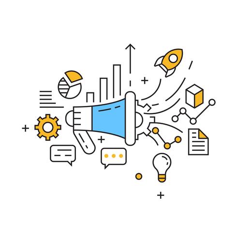 490x490 Marketing Illustration Technology Marketing Flat Line Design