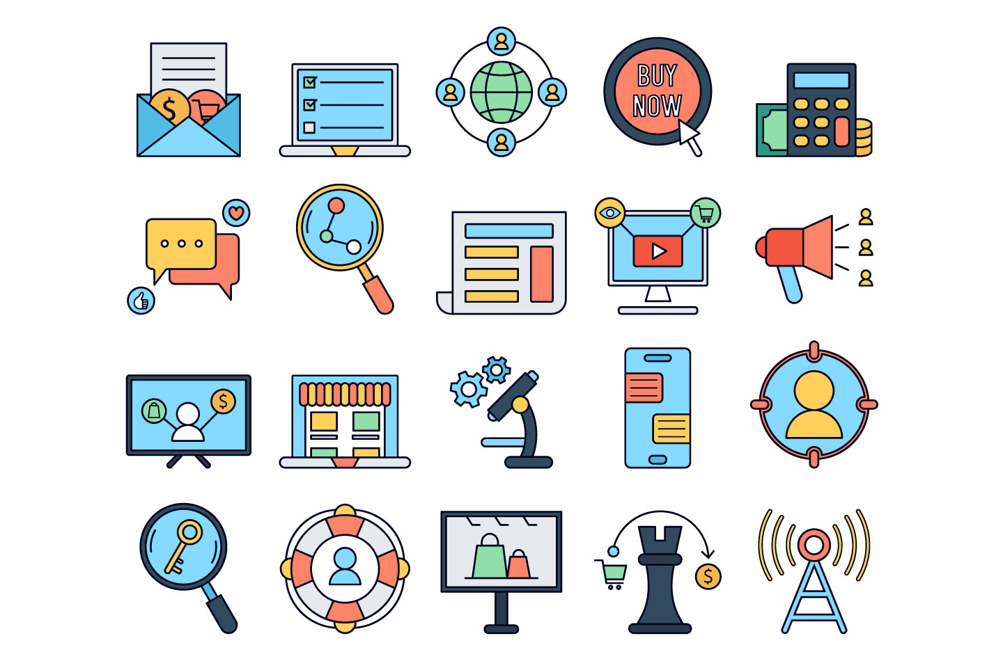 1440x960 Marketing Vector Free Icon Set