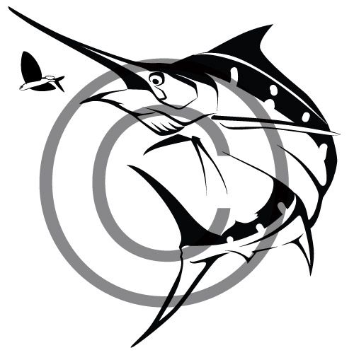 One Color Custom Vector Illustration Of A Blue Marlin Chasing 500x502 One Color Custom Vector Illustration Of A Blue Marlin Chasing