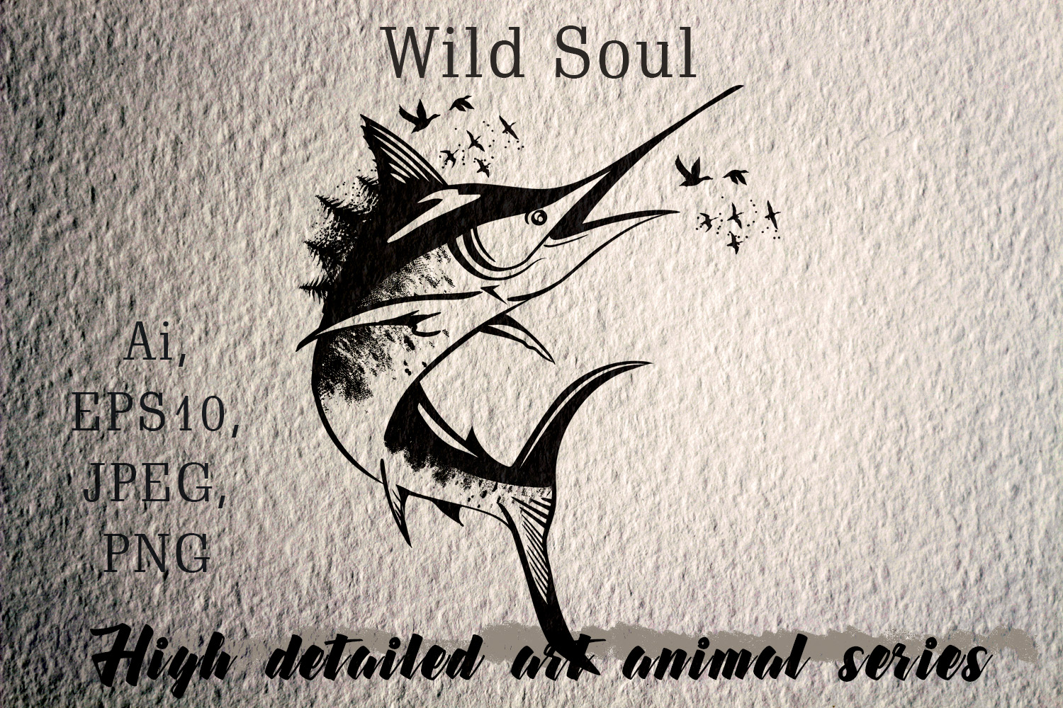 Animal Series, Wild Soul Marlin Fish Vector Illustration 1500x1000 Animal Series, Wild Soul Marlin Fish Vector Illustration