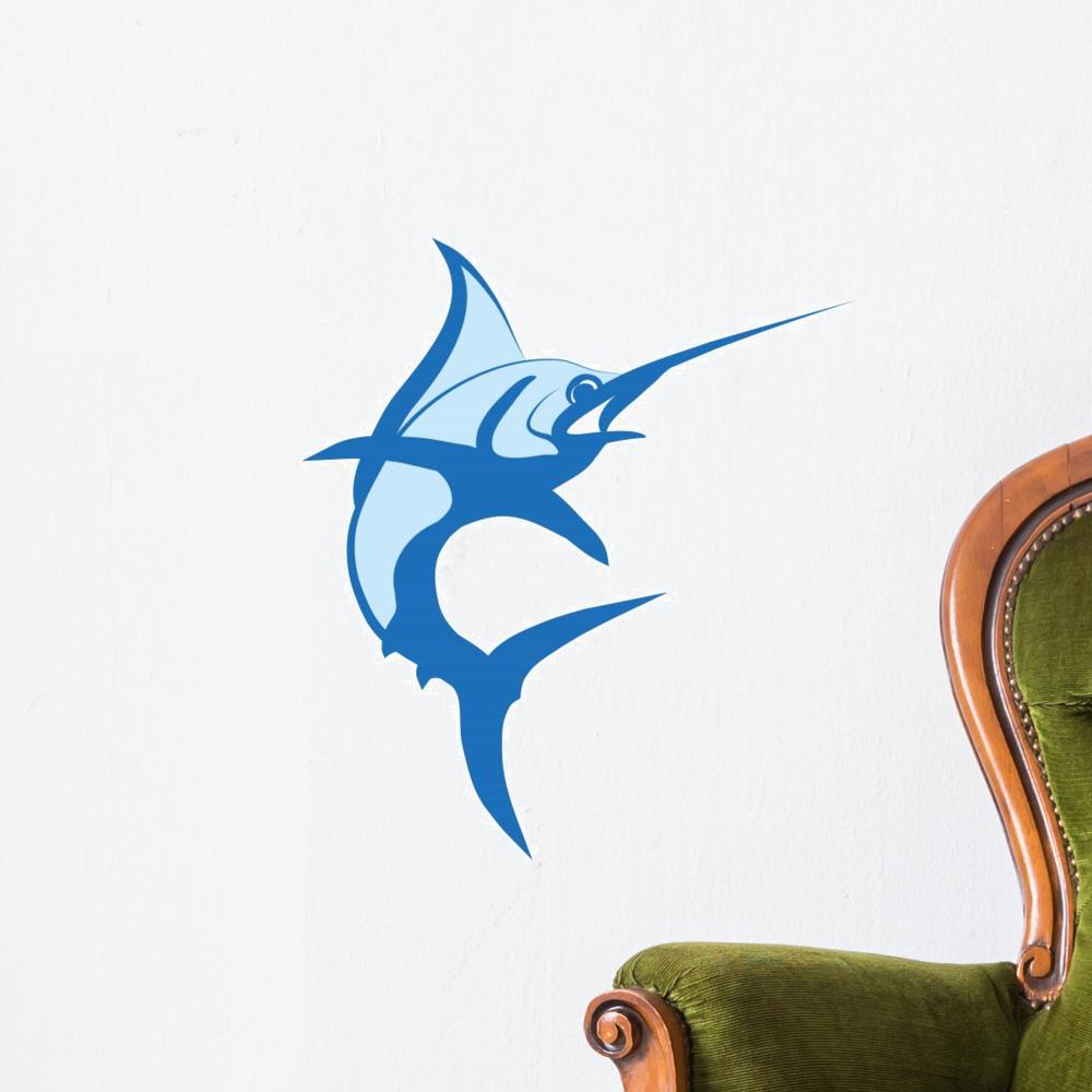 1000x1000 Marlin Vector Swordfish Illustration Wall Decal