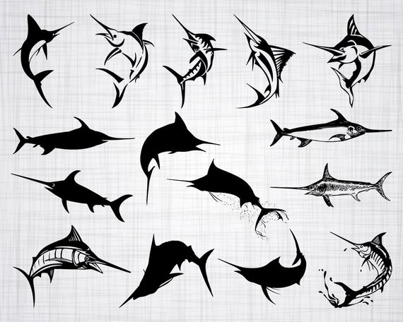 570x456 Swordfish Marl Swordfish Clipart Swordfish Cut Etsy