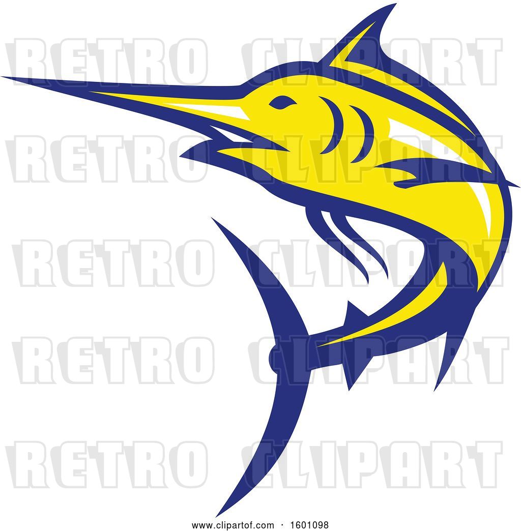 1024x1044 Vector Clip Art Of Retro Yellow And Blue Marlin Fish Mascot
