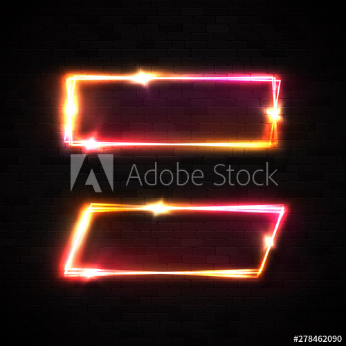 500x500 Neon Frame Set On Black Brick Wall Geometric Shape Marquee Sign