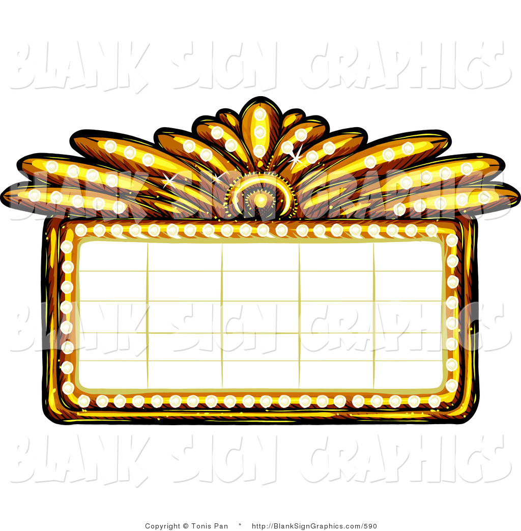 1024x1044 Vector Illustration Of A Gold Casino Or Theater Marquee Sign