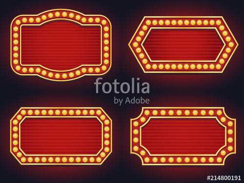500x375 Set Of Light Sign Marquee Bulb Glowing Vintage Style Stock Image