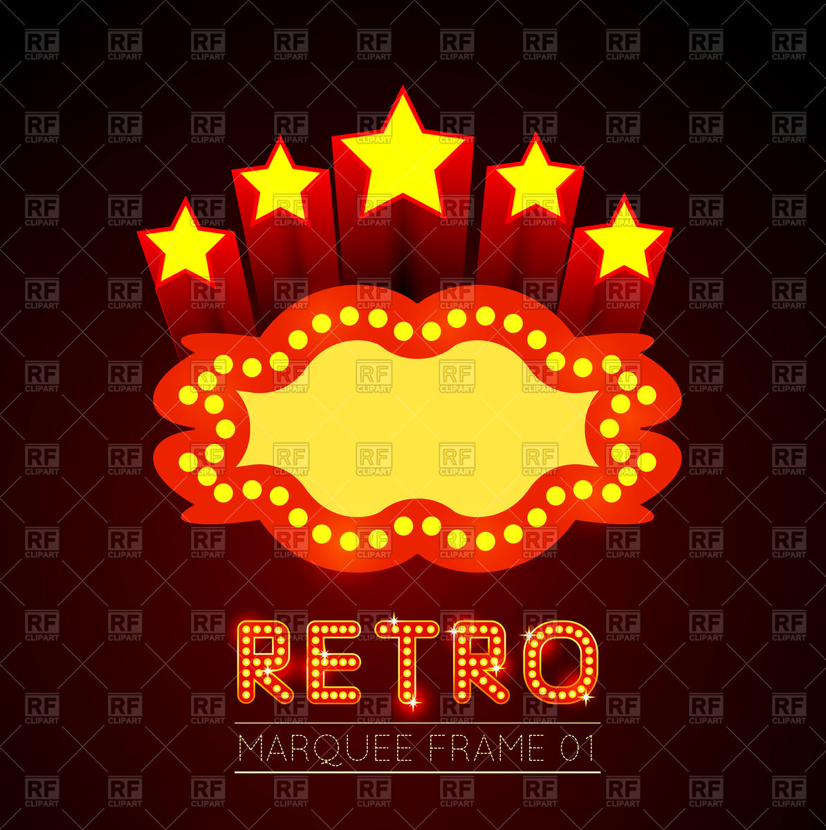 1194x1200 Blank Movie, Theater Or Casino Marquee Vector Image Of Borders