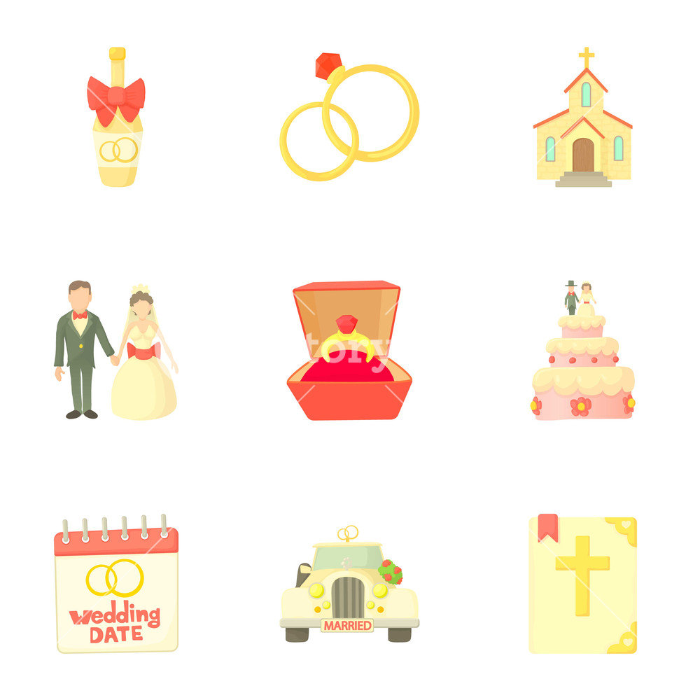 1000x1000 Marriage Icons Set Cartoon Illustration Of Marriage Vector
