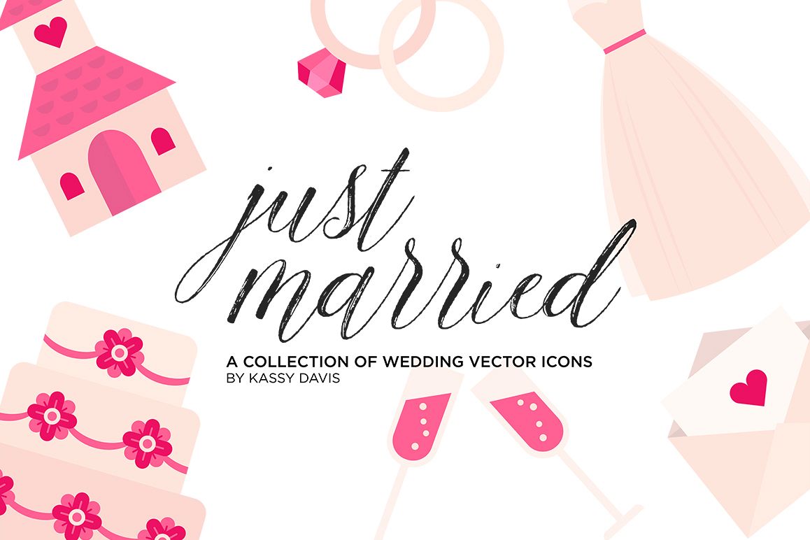 1158x772 Just Married Vector Icon Set