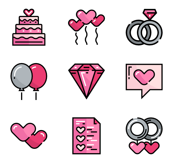 600x564 Just Married Icons