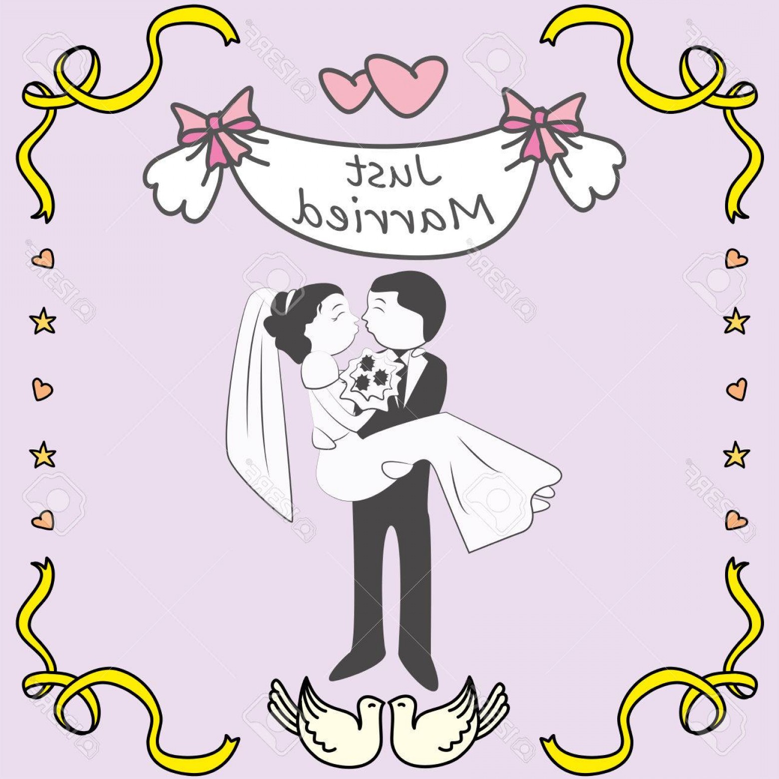 1560x1560 Photostock Vector Love Couple Just Married Vector Illustration