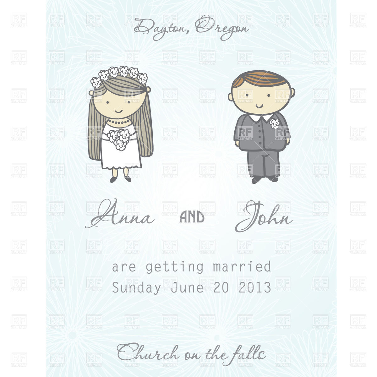 1200x1200 Wedding Invitation Card With Newly Married Couple Vector Image
