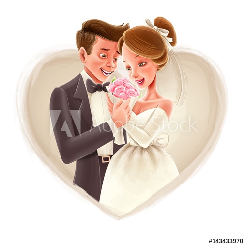 500x500 Just Married Vector Illustration