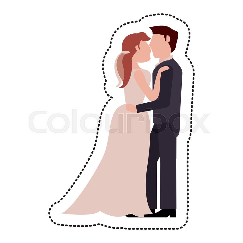 800x800 Couple Embrace Just Married Vector Stock Vector Colourbox