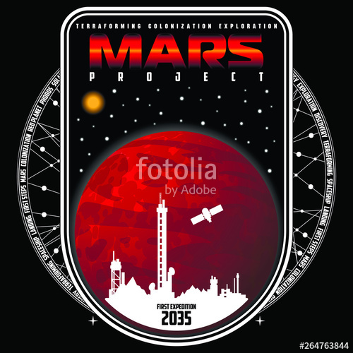 500x500 Mission To Mars Vector Logo Mars Planet, Space, Sun And Stars