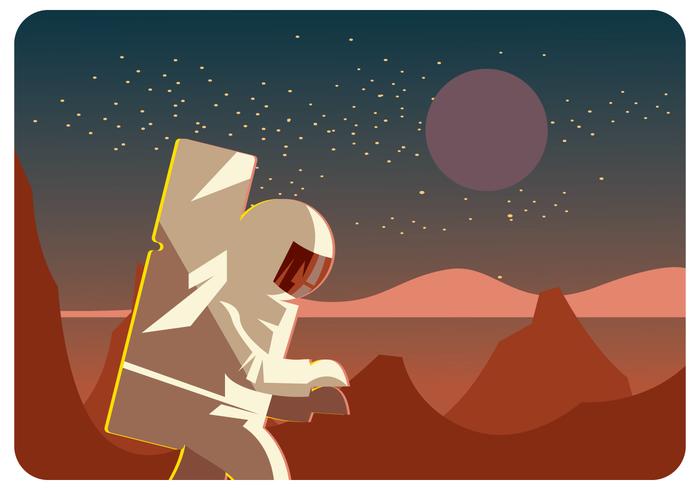 700x490 Astronaut Exploring Planet Mars Vector