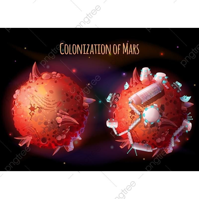 800x800 Colonization Of Mars Vector Concept Illustration, Mars, Red
