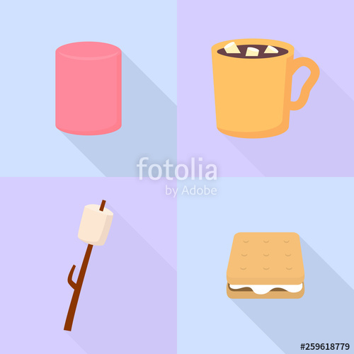 500x500 Marshmallow Icons Set Flat Set Of Marshmallow Vector Icons