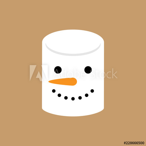 500x500 Cute Simple Snowman Marshmallow Vector Illustration Snowman Face