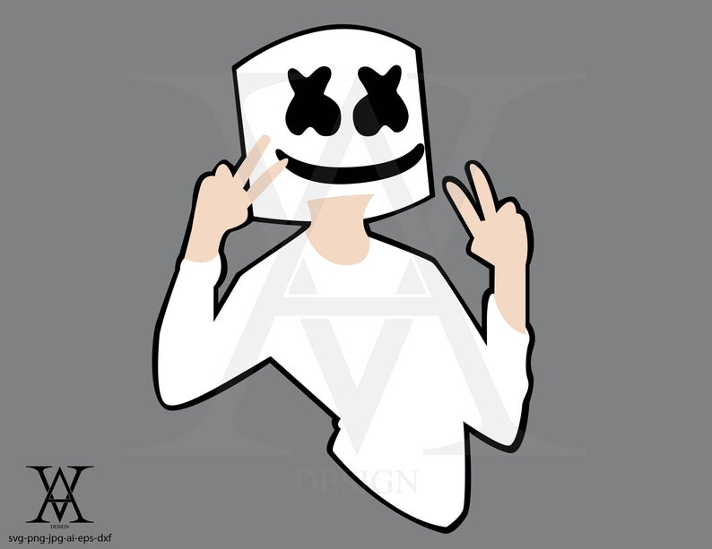 794x613 Dj Marshmello Pose Silhouette Clipart Vector Instant Etsy