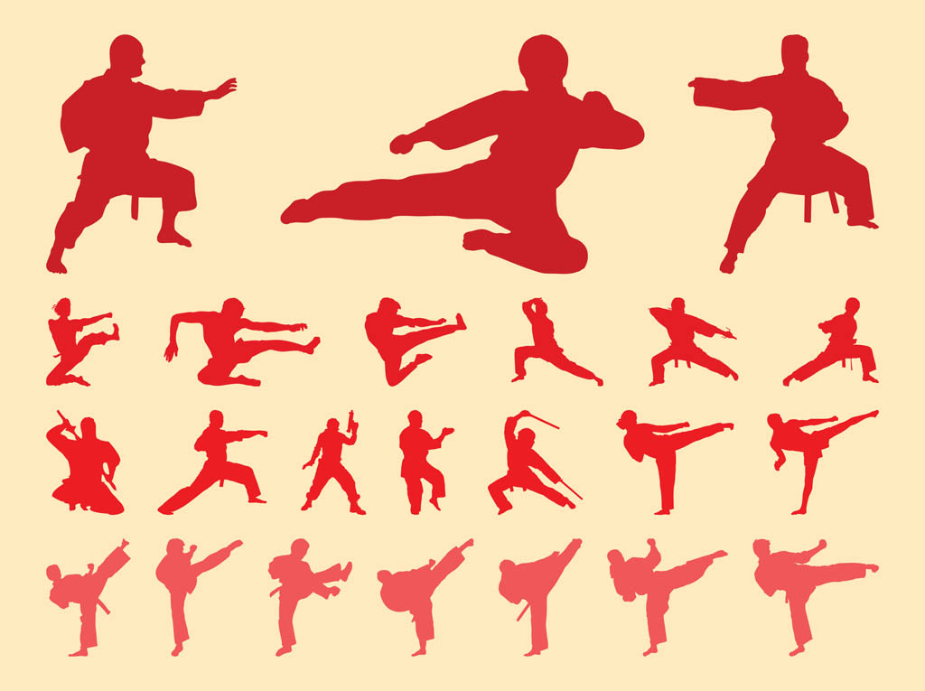 1024x765 Martial Arts Silhouettes Set Vector Art Graphics