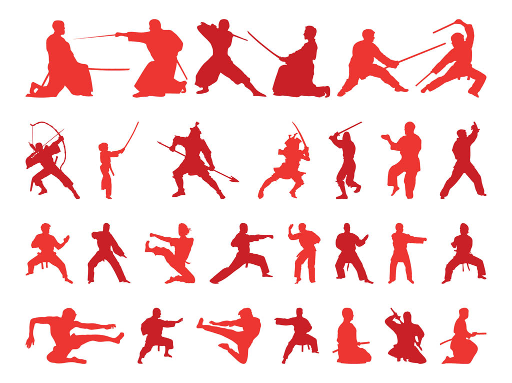 1024x765 Martial Arts Silhouettes Vector Art Graphics