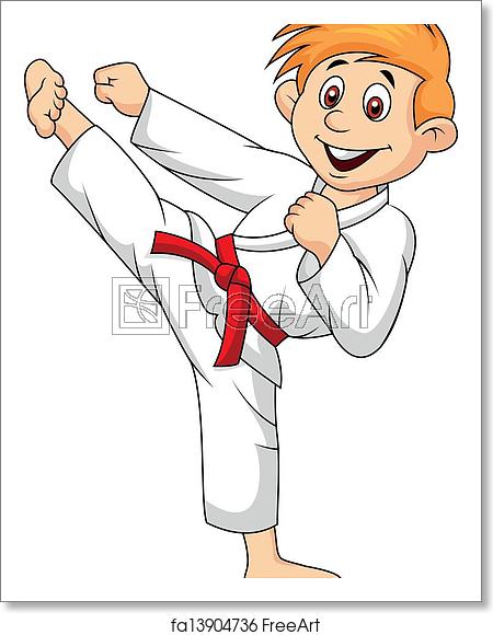 450x580 Free Art Print Of Boy Cartoon Doing Martial Art Vector