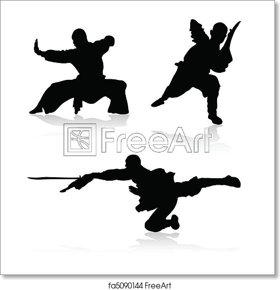 561x581 Free Art Print Of Martial Arts Vector Silhouettes Freeart