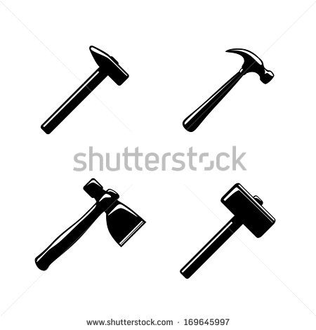450x470 Hammer Icons Set Isolated Vector Illustration