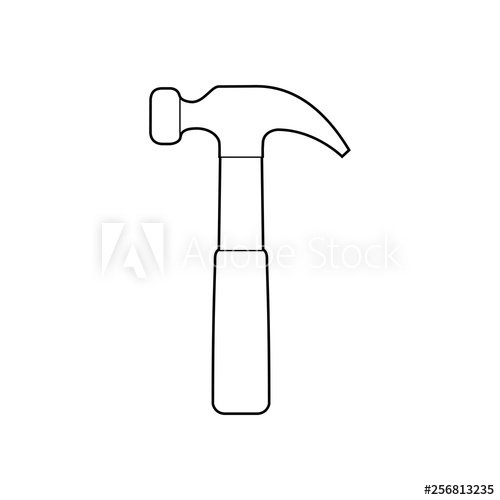 500x500 Icono Plano Lineal Martillo En Color Negro