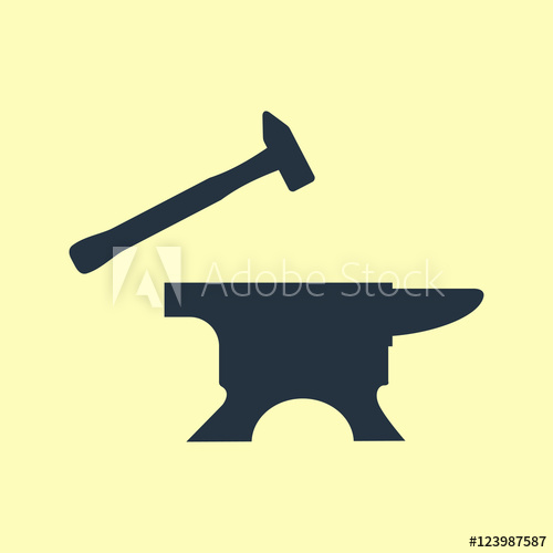 500x500 Icono Plano Yunque Y Martillo En Fondo Amarillo