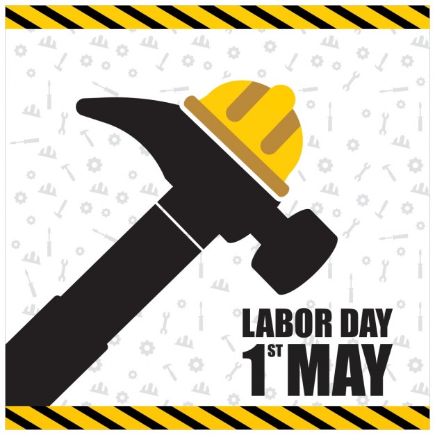 626x626 Labor Day Background Of Hammer With A Helmet Vector Free Download