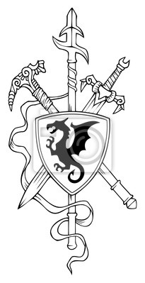 Escudo De Armas Lanza, Espada Y Martillo, Vector Fotomural 205x399 Escudo De Armas Lanza, Espada Y Martillo, Vector Fotomural