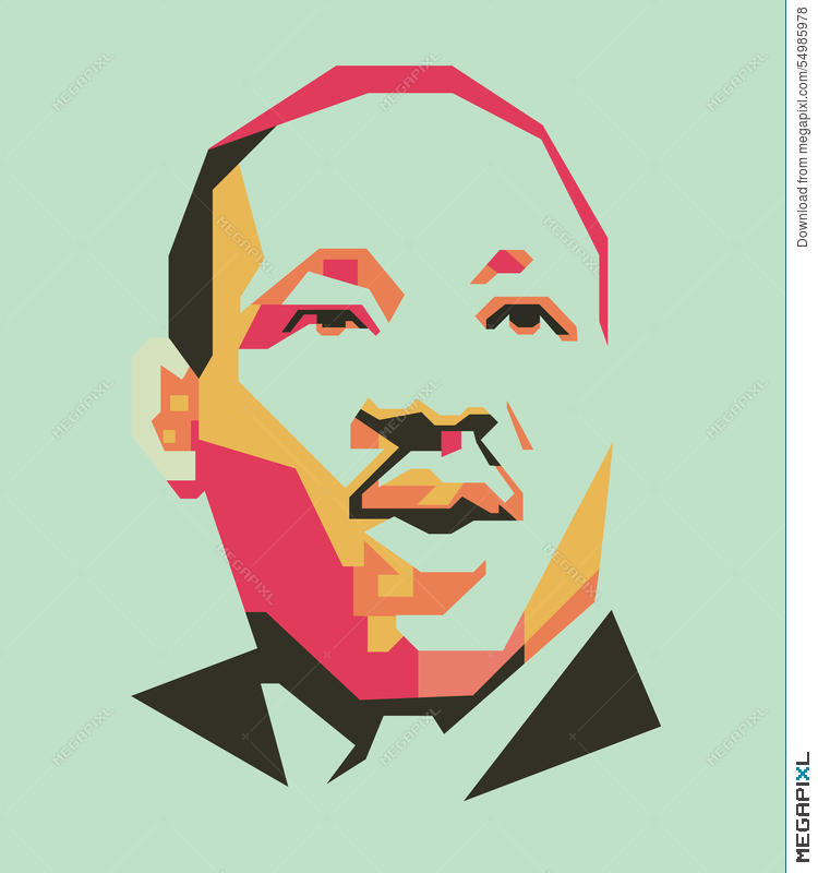 750x800 King Martin Luther Simple Line And Simple Colour Vector Portrait