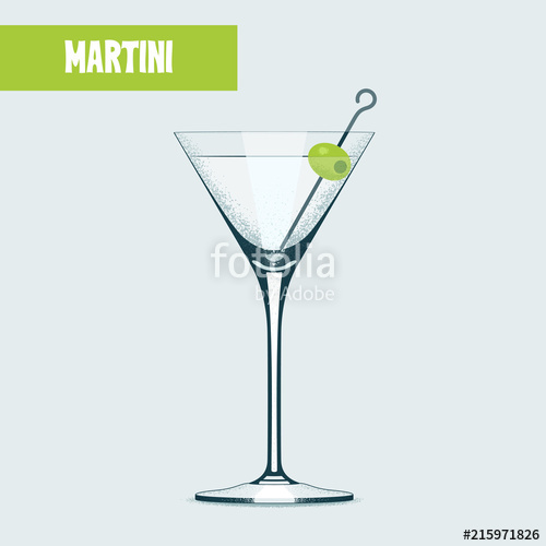 500x500 Martini Cocktail Glass Vector Illustration Stock Image