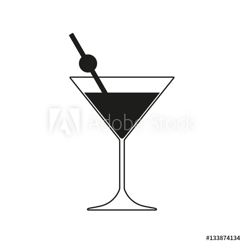 500x500 Martini Cocktail Icon Martini Glass With Drinking Straw Vector
