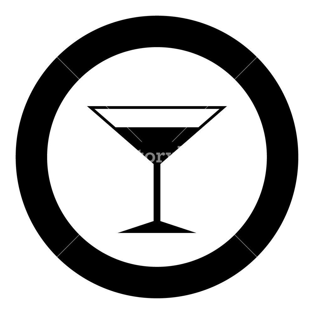 1000x1000 Martini Glass Icon Black Color In Circle Or Round Vector