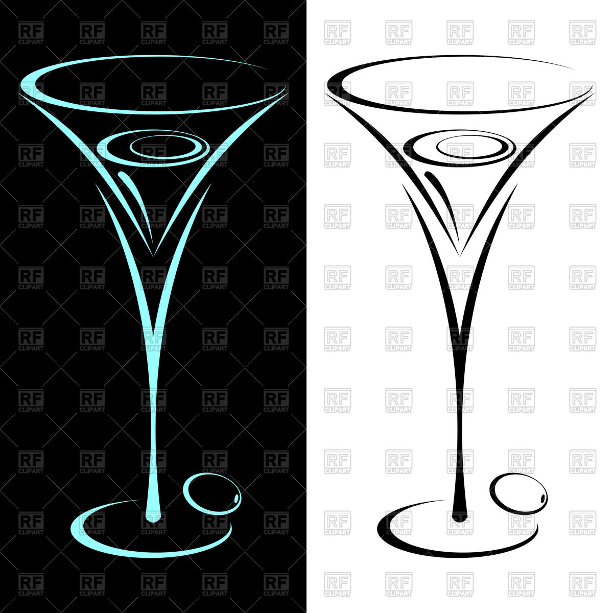 1200x1200 Two Glasses Of Martini Vector Image Of Objects Silanti