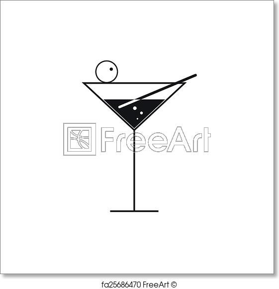 561x581 Free Art Print Of Martini Glass Vector On White Food Art Prints