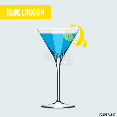 500x500 Blue Lagoon Cocktail In Martini Glass Vector Stock Image