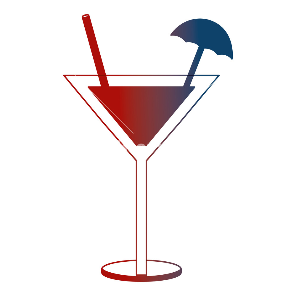 1000x1000 Cocktail Glass Drink Alcohol Umbrella Vector Illustration Neon